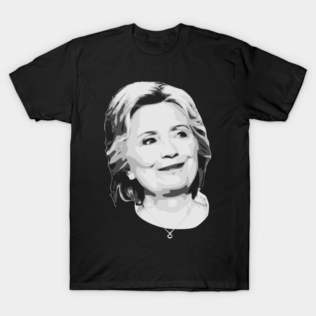 Hillary Clinton Black and White T-Shirt by Nerd_art